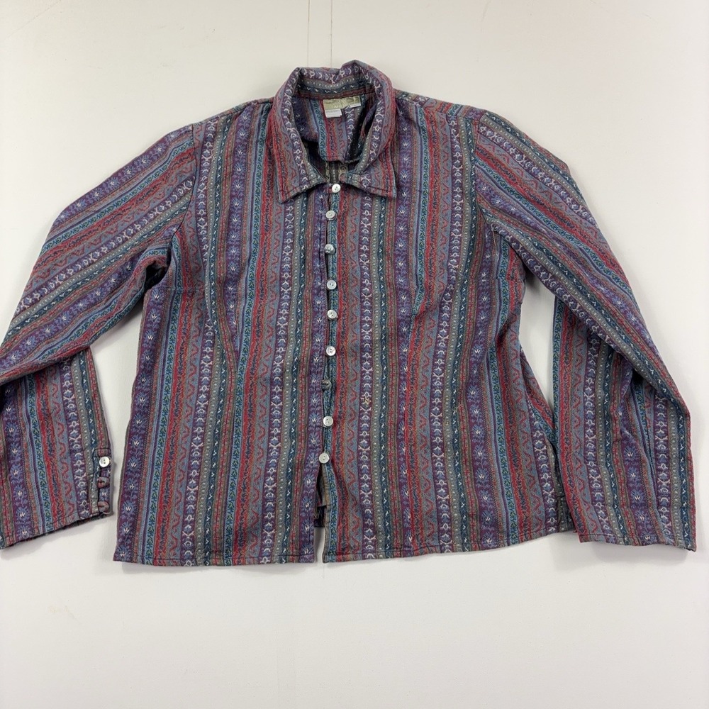 The Territory Ahead Shirt Mens Large Southwest Striped Long Sleeve Mother Pearl